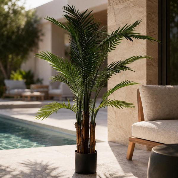 Artificial Tropical Raphis Palm Tree with Natural Trunk UV PROTECTED OUTDOOR Botanik