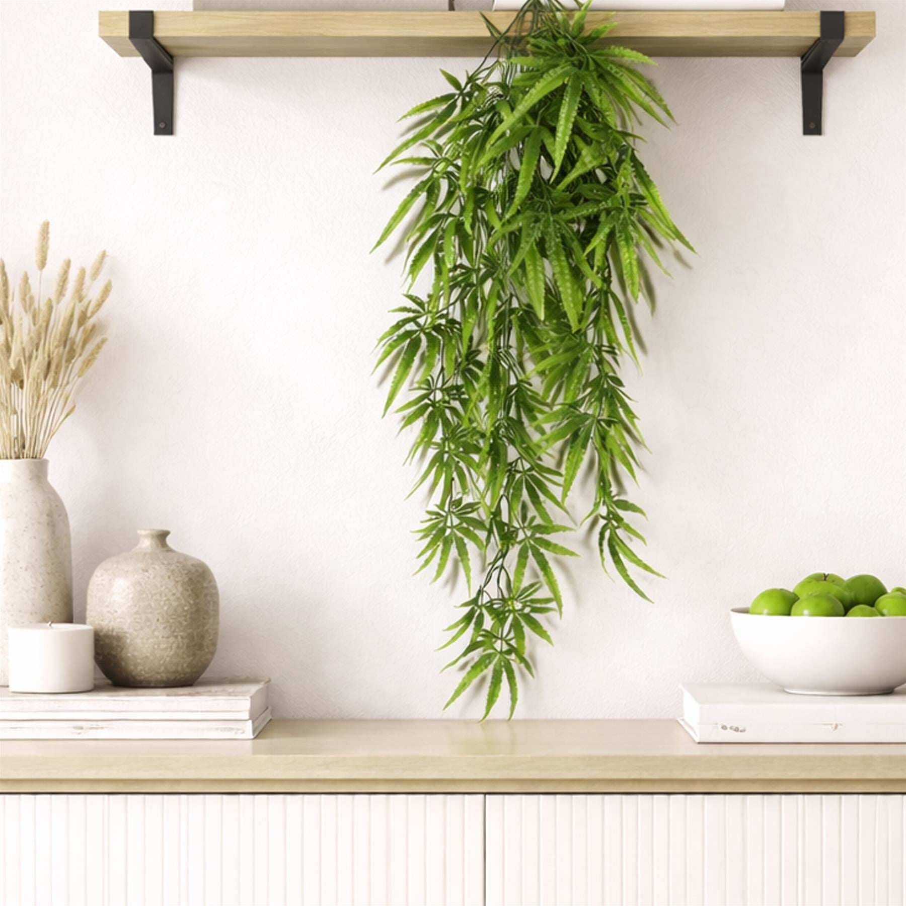 Pack of 6 x 80cm Artificial Trailing Fern Leaf Plant Hanging Faux Greenery Vine