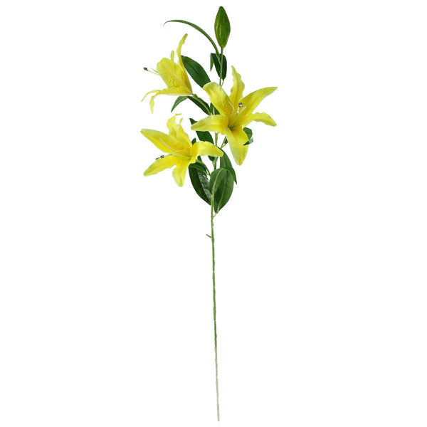 Artificial Flowers Large Yellow Lily Stem - 3 Flowers 100cm