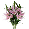 Pack of 6 x 100cm Large Pink Lily Stem - 18 Flowers - Premium Quality