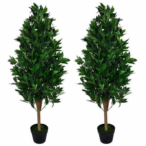 120cm Leaf Realistic Artificial Bay Cone Pair Laurel Topiary