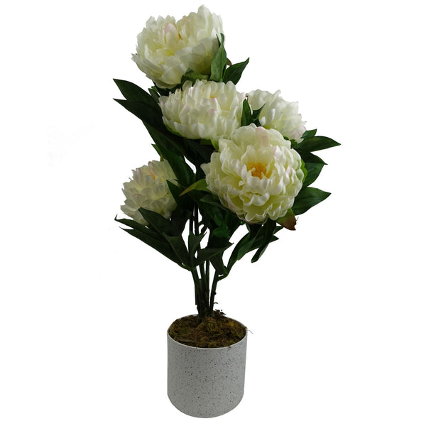 55cm Artificial White Peony Plant - Premium Quality