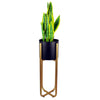 Metal Planter Stand Gold Iridescent Rainbow Plant Pot 62cm x 18cm Leaf Design UK Botanik