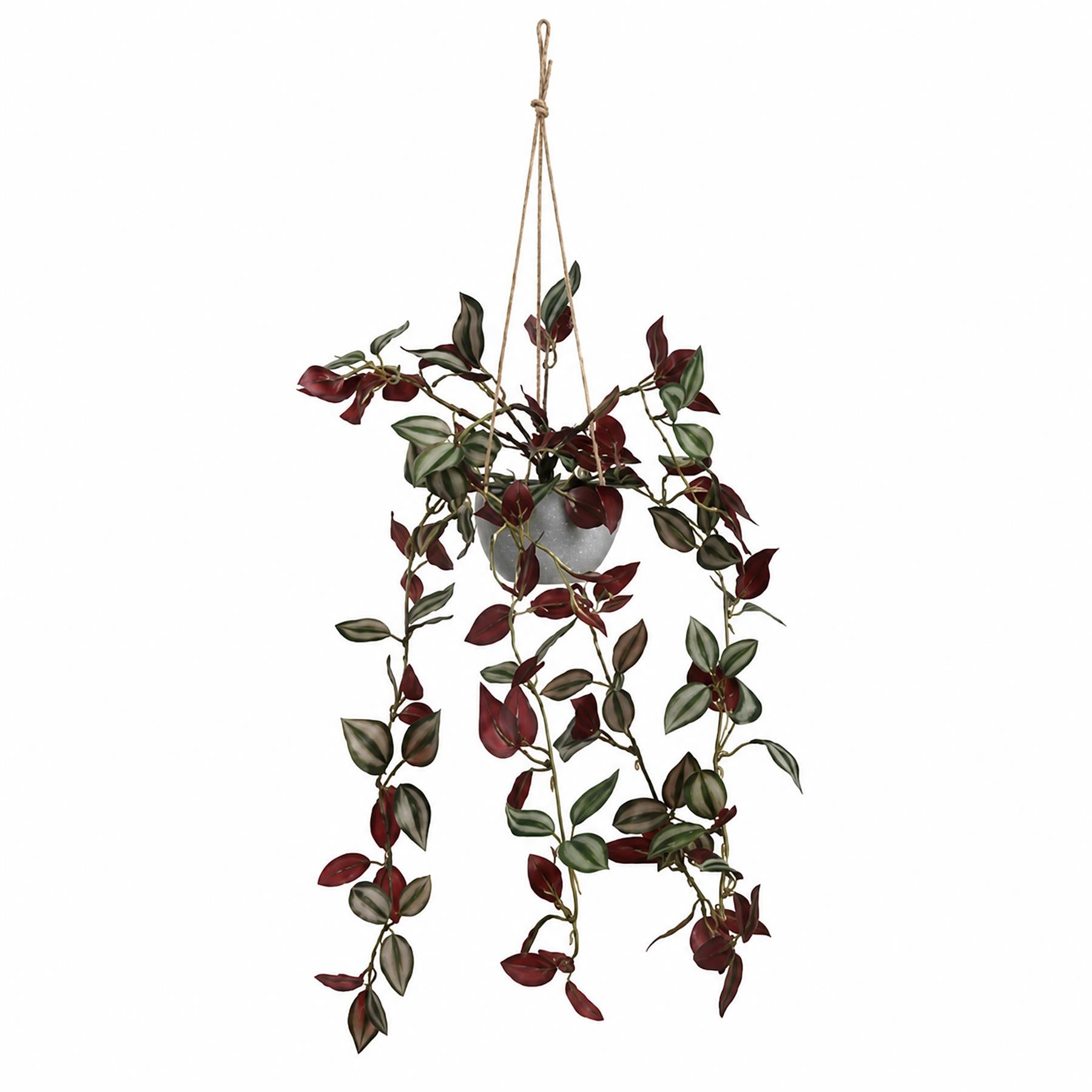 70cm Artificial Purple Tradescantia Zebrina Hanging Plant in Grey Pot
