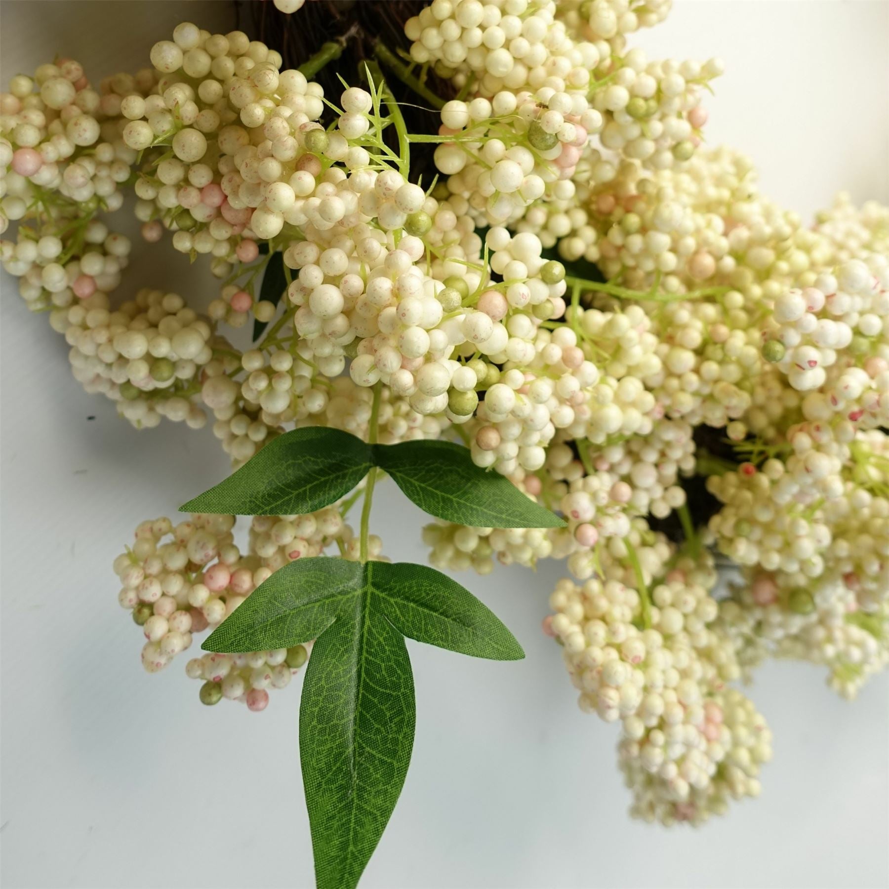 Artificial Hanging White Berry Wreath Botanik