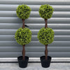 90cm Pair of Green Double Ball Topiary Trees - Premium Quality