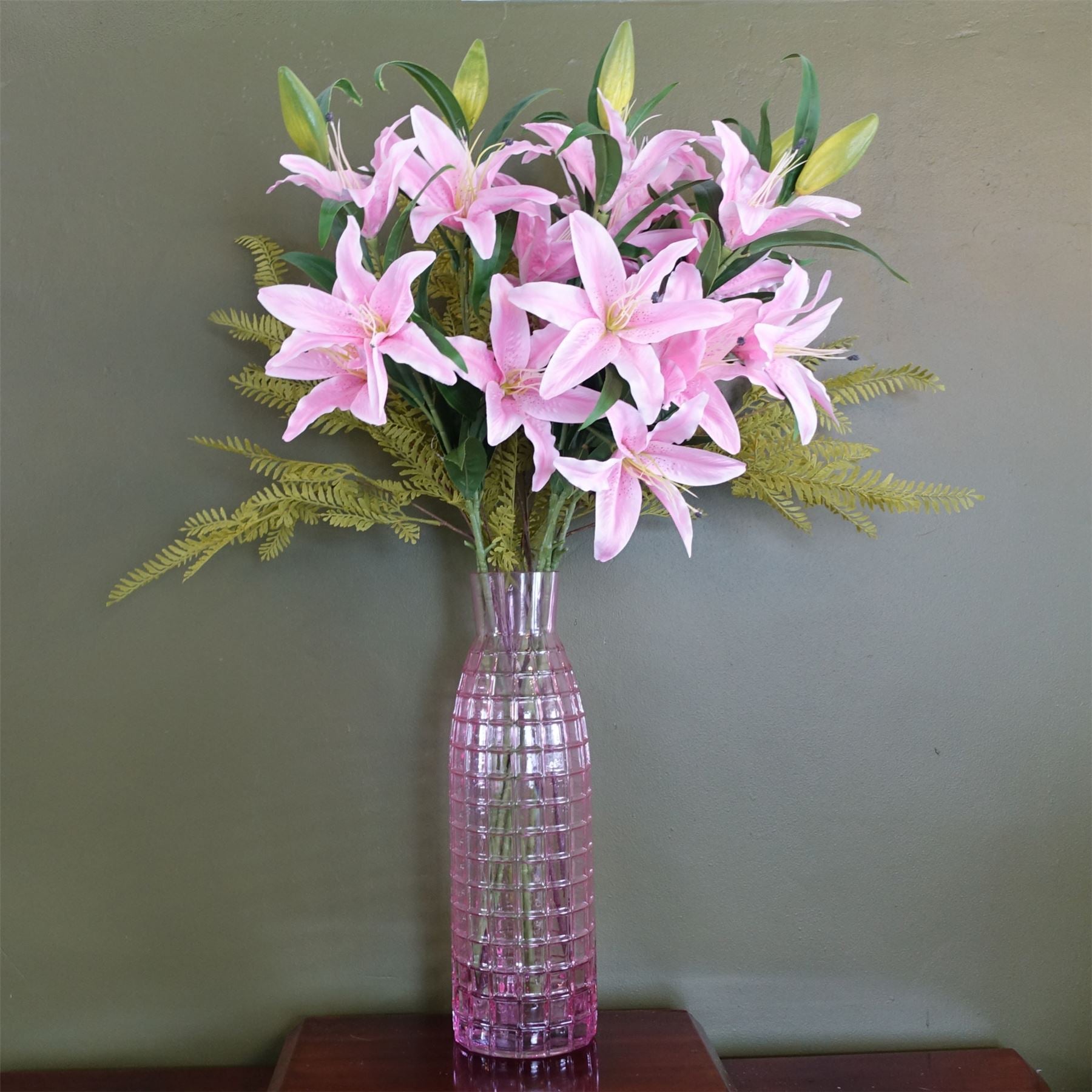 Glass Vase Tall Pink Square Glass Vase 49cm Botanik