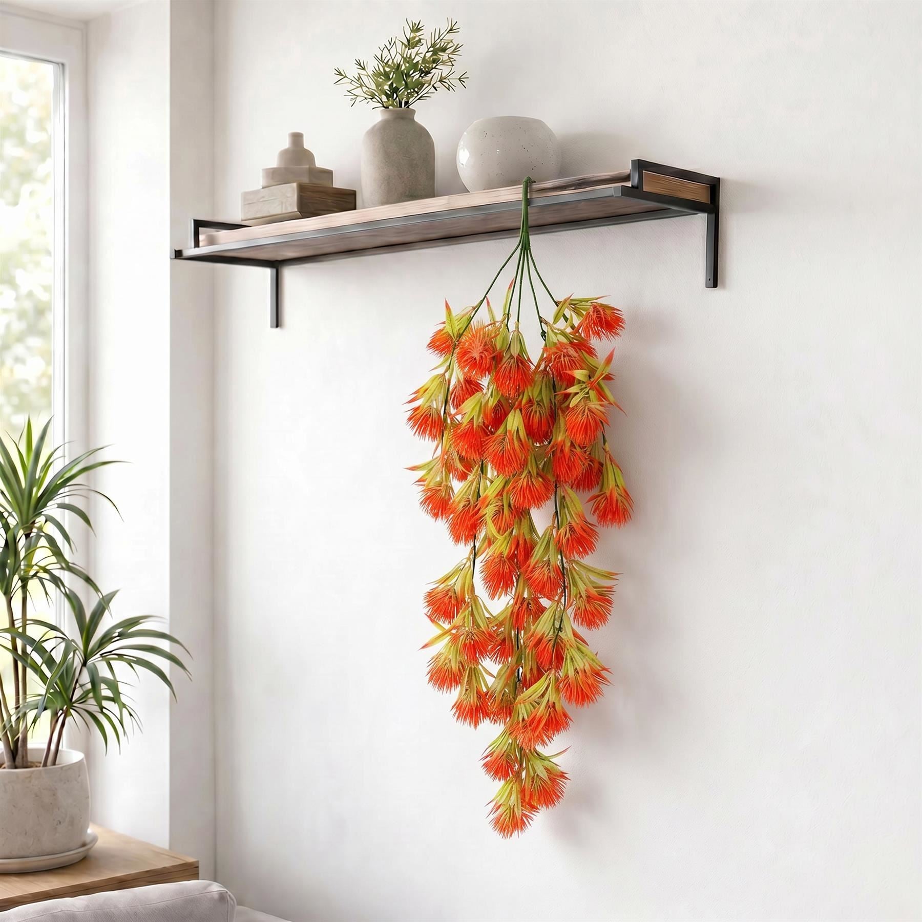 75cm Artificial Red Thistle Trailing Hanging Plant Faux Floral - Premium Quality