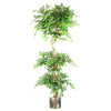 180cm Artificial Twisted Trunk Fruticosa Ficus Tree Triple Ball Topiary 1984 Leaves Silver Metal Planter - Premium Quality
