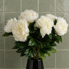 Pack of 6 x 80cm Artificial Cream Peony Stem - Premium Quality