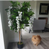 130cm Luxury Artificial Wisteria Tree White Flowers - Premium Range Gold Metal Planter - Premium Quality