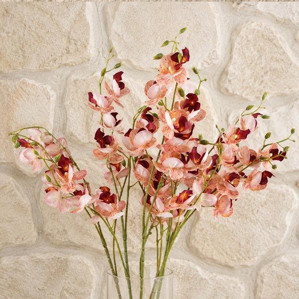 Pack of 6 x 80cm Pink Artificial Mini Orchid Stem - Premium Quality
