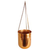 Leaf Copper Hanging Planter Leather Straps Modern Contemporary 18 x 22cm Botanik