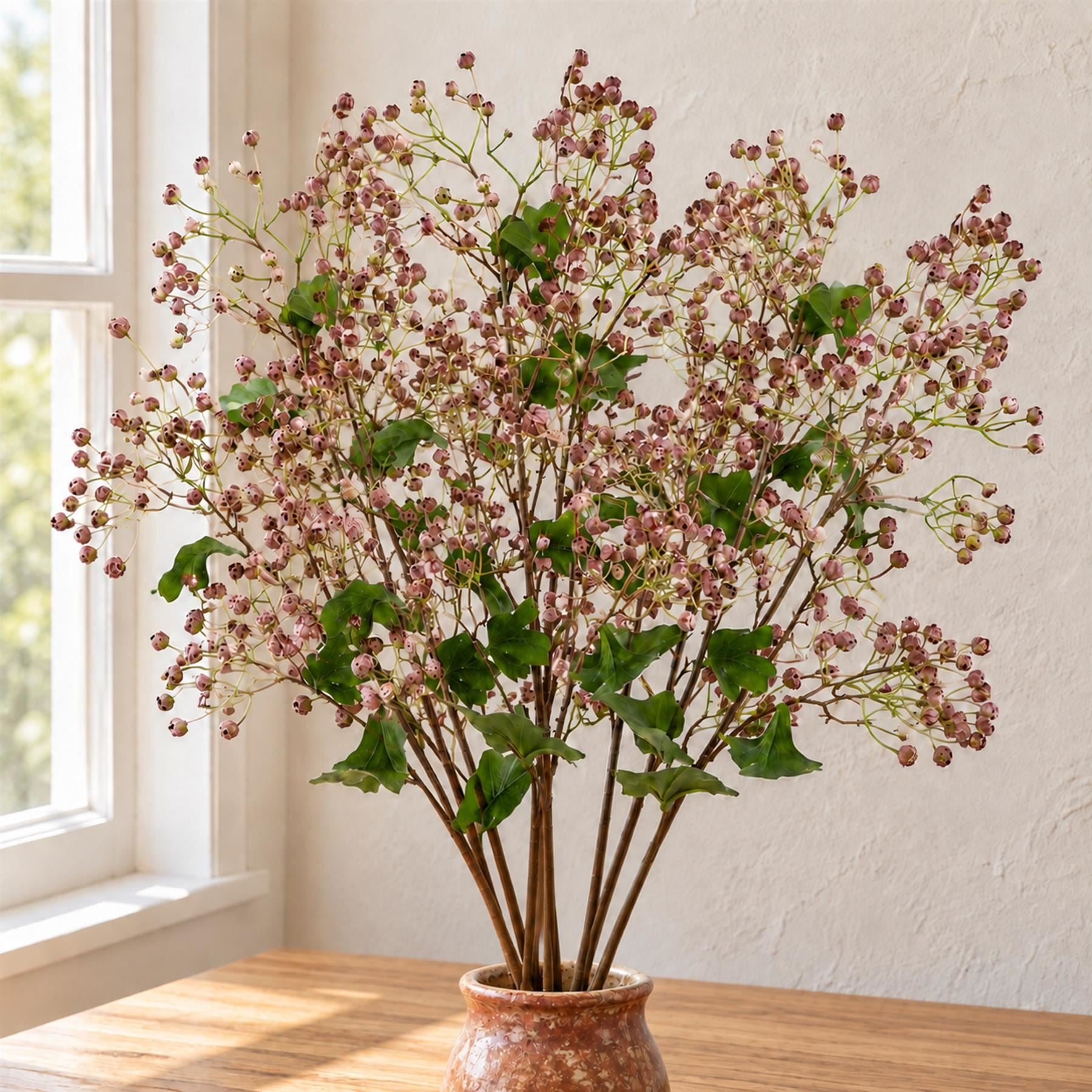 86cm Artificial Dusky Pink Daphne Berry Spray