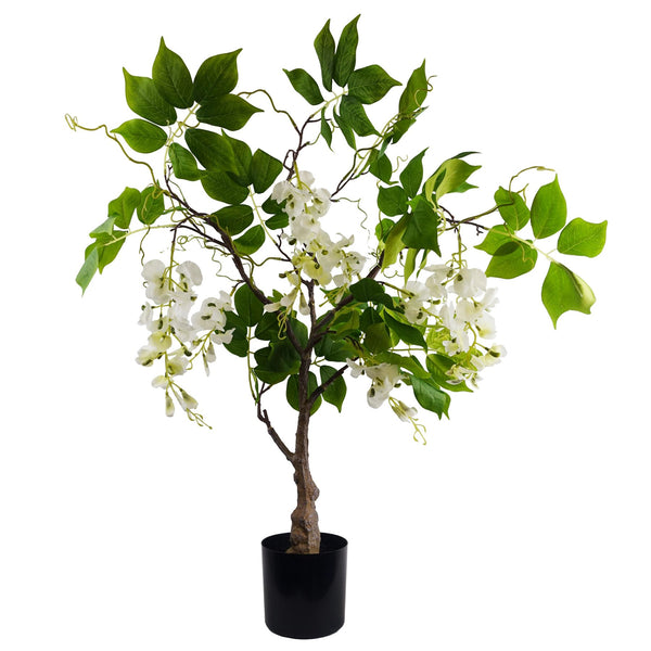 Leaf Design 90cm Artificial White Wisteria Bush