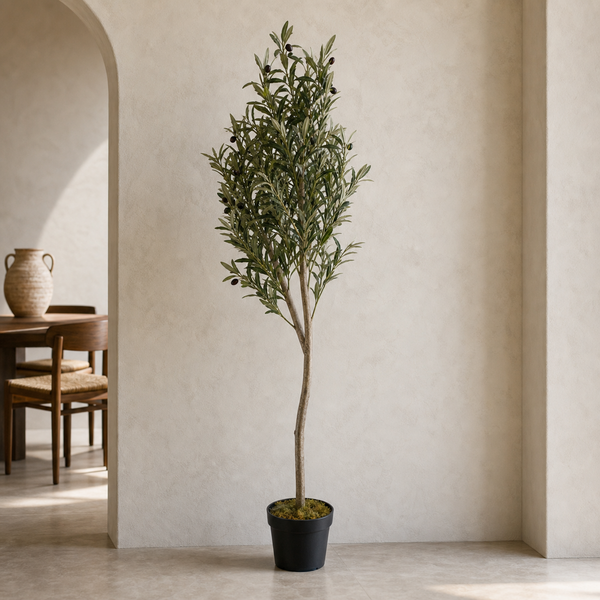 180cm Artificial Natural Look Olive Tree with Wooden Trunk - Premium Quality