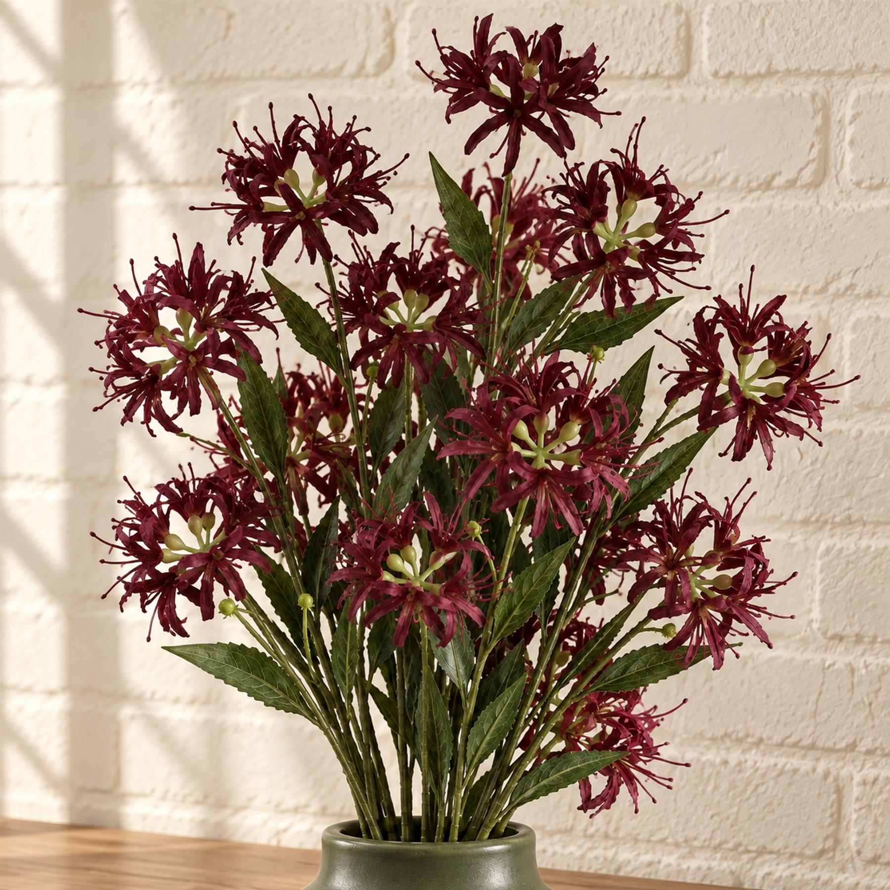 Pack of 6 x 72cm Artificial Burgundy Spider Lily Stems
