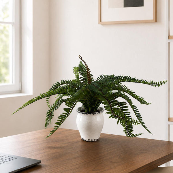 Artificial Fern Bush in Decorative Planter