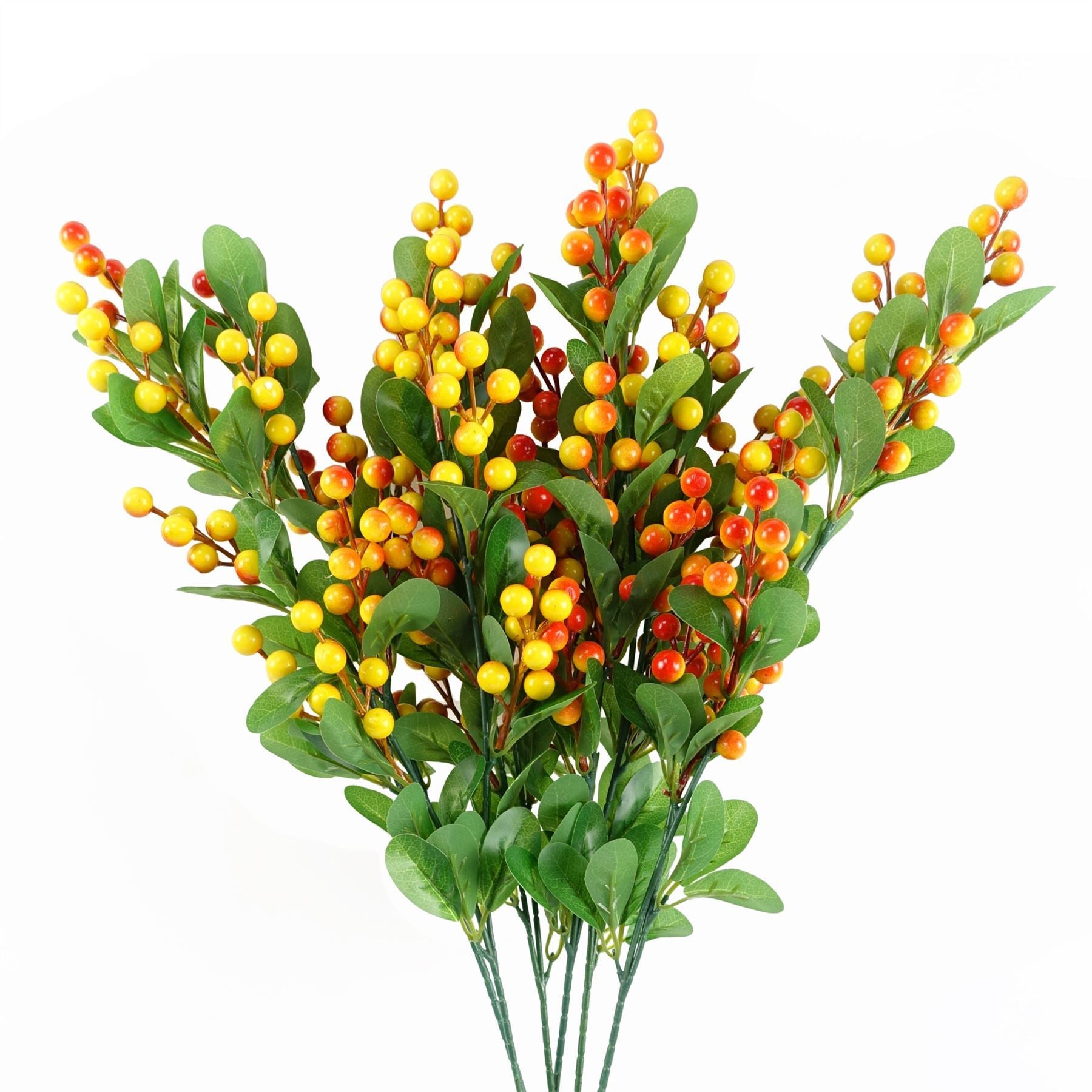 Pack of 6 x 70cm Artificial Orange Berry Spray - Premium Quality