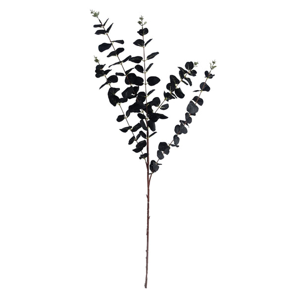 Leaf 80cm Black Eucalyptus and Viburnum Arrangement Glass Vase