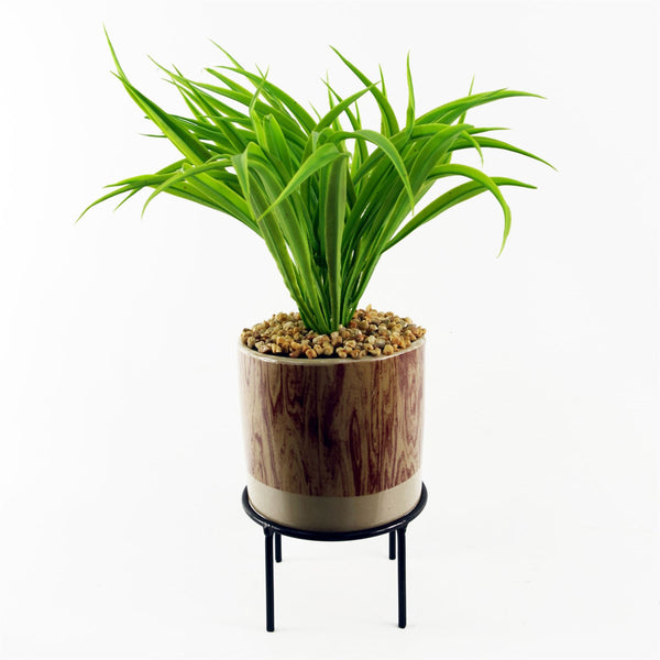 Artificial Grass Planter Ceramic & Metal