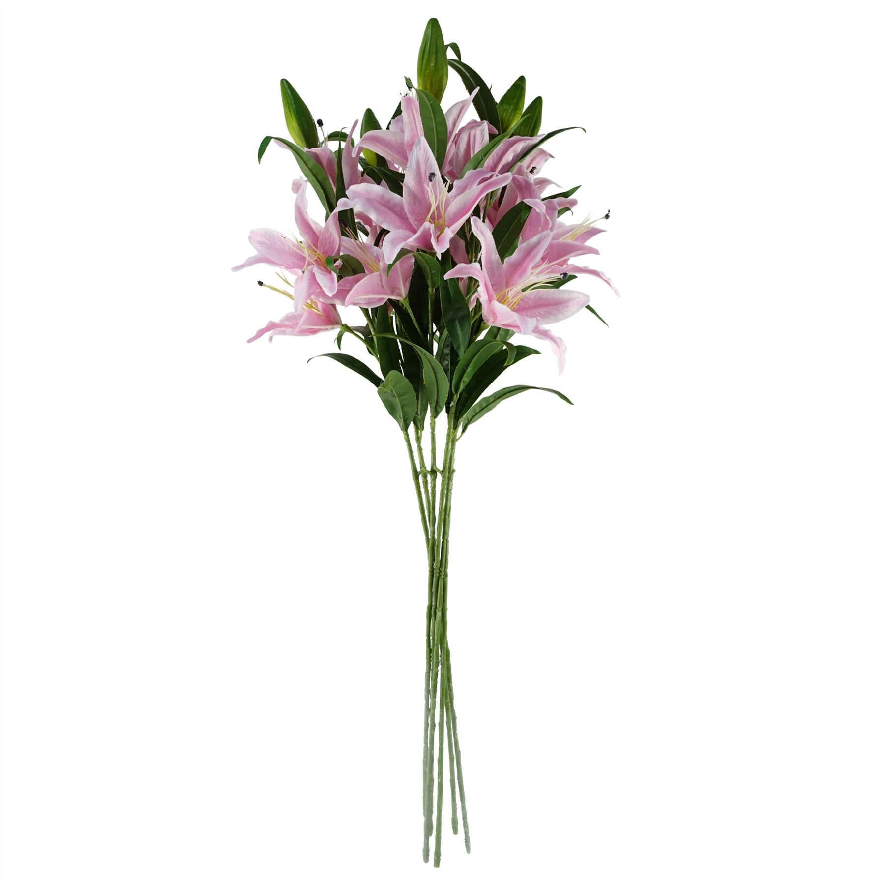 Pack of 6 x Artificial Flowers Large Pink Lily Stem - 3 Flowers 100cm