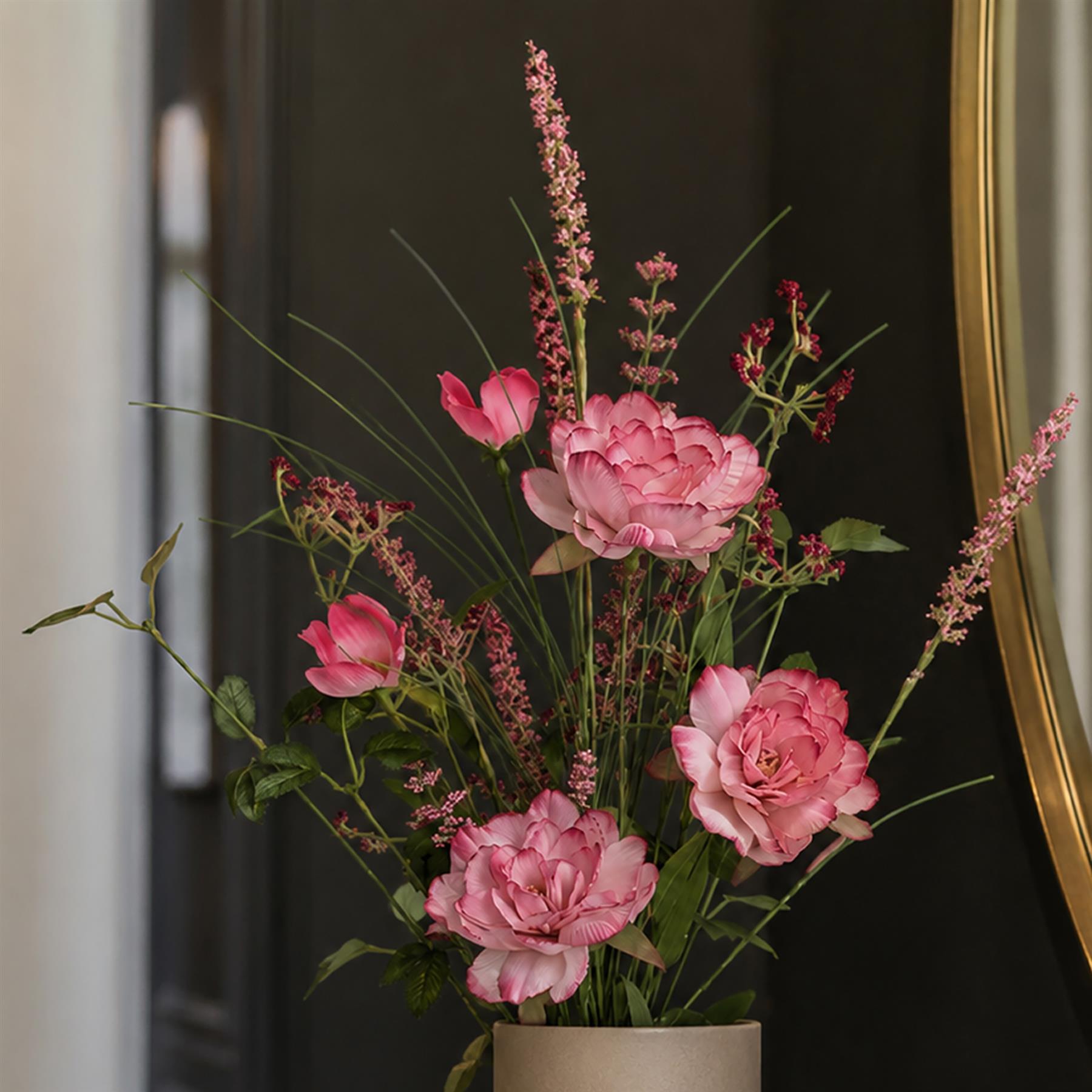 52cm Artificial Pink Peony Wildflower Bouquet