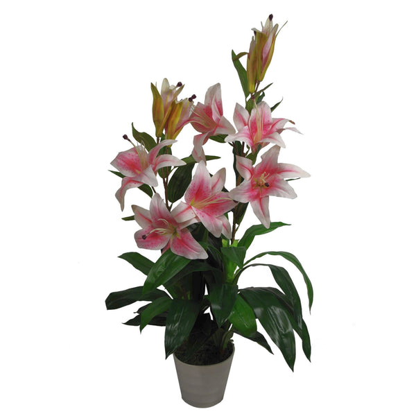 Artificial Flower Plant Tree 90cm Pink Lily 90cm Planter