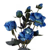 6 x 55cm Blue Peony Artificial Flower Stems - 24 flowers 18 buds - Premium Quality
