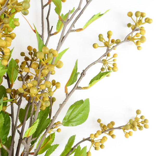 Pack of 6 x Artificial Foliage Yellow Berry Stem 90cm