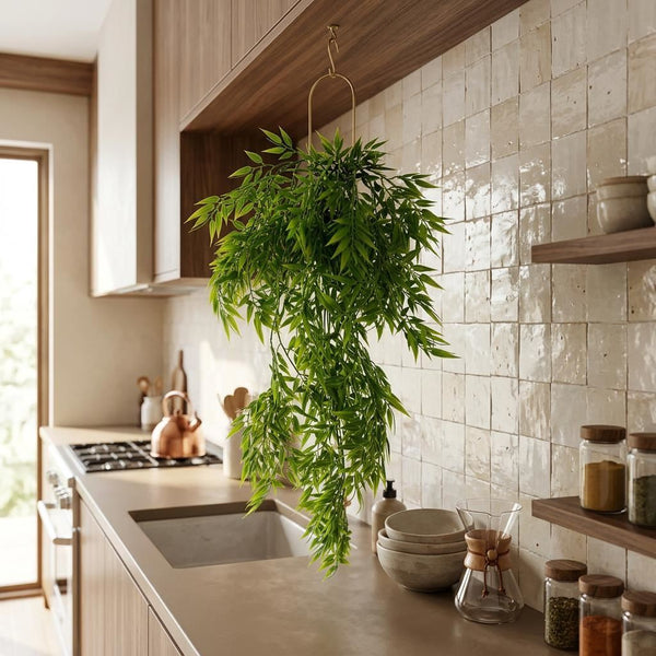 Pack of 6 x 80cm Artificial Trailing Bamboo Style Plant Hanging Faux Greenery - Premium Quality