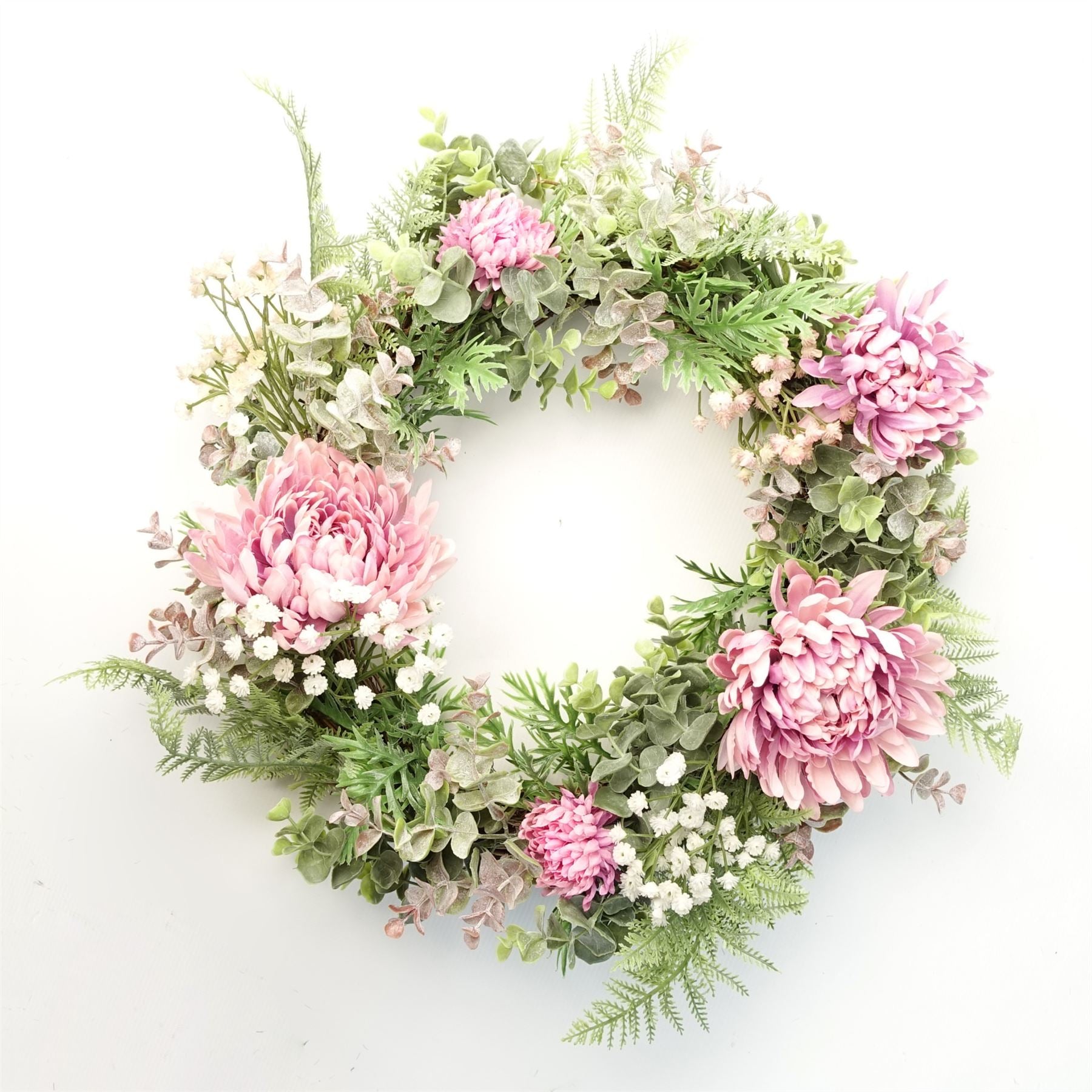 45cm Artificial Pink Floral Blossom Wreath