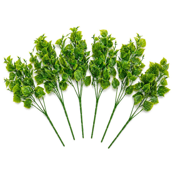 Pack of 6 x 32cm Artificial Leafy Foliage Stem Plant – Faux Green Decorative Fillers