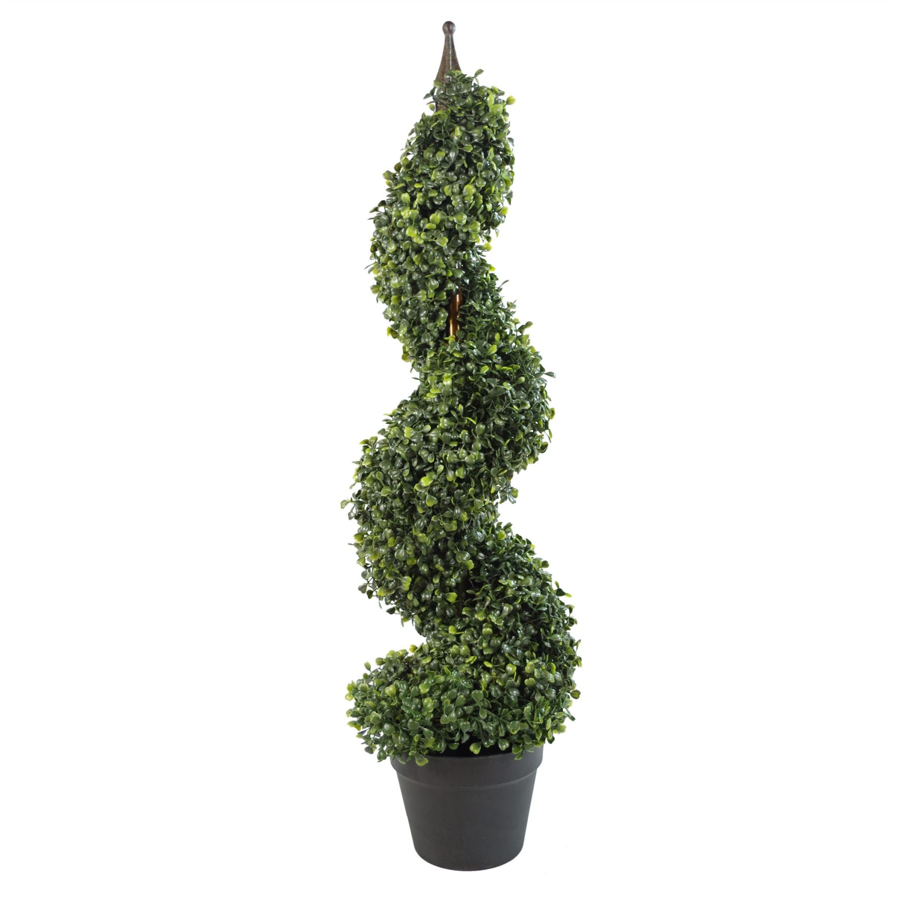 90cm (3ft) Artificial Boxwood Tower Tree Topiary Spiral Metal Top