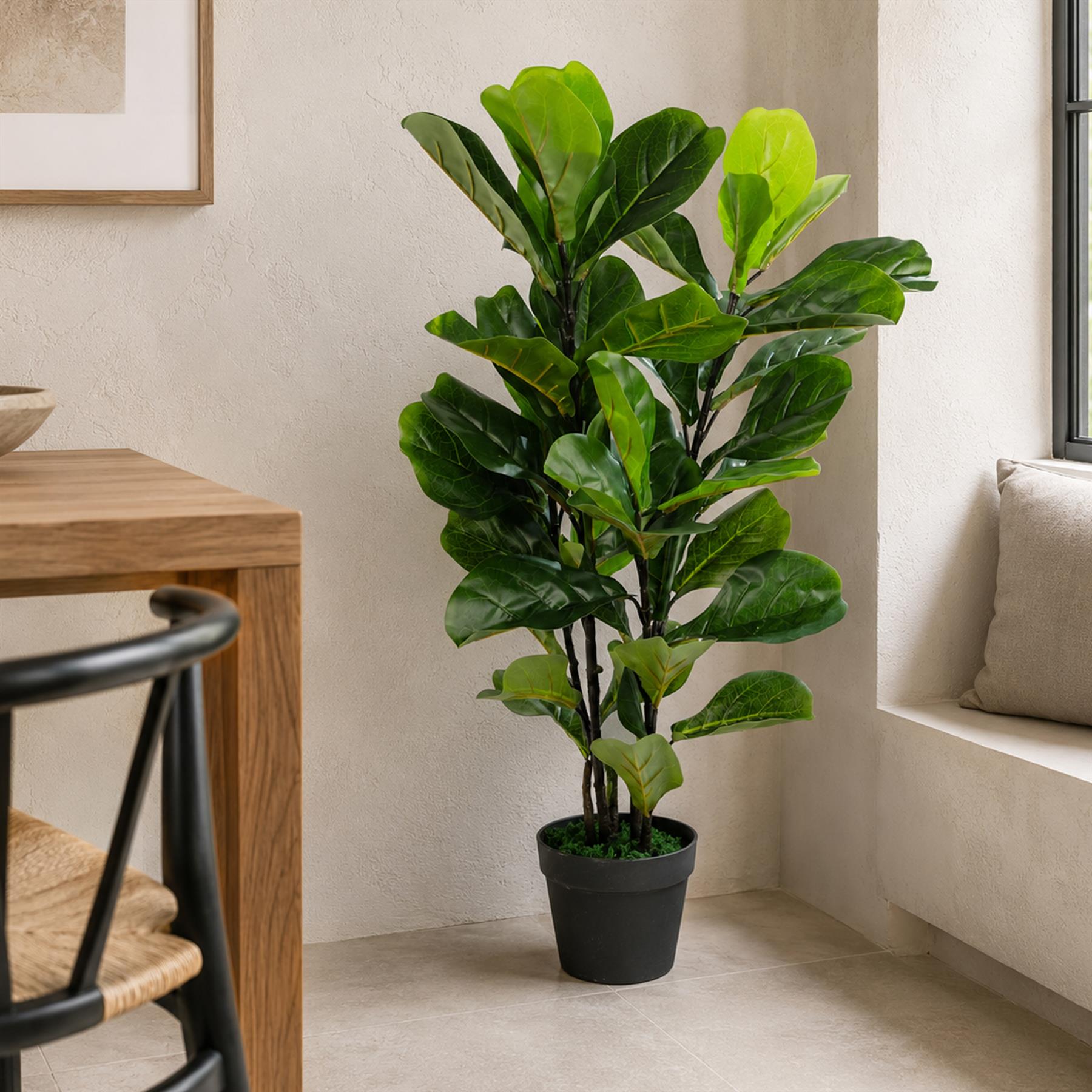 90cm (3ft) Large Artificial Fiddle Fig Tree Ficus Lyrata Plant