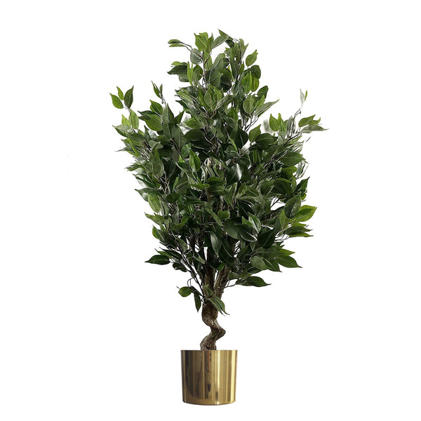 110cm Artificial Twist Ficus Tree Gold Planter