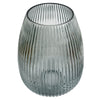 Glass Vase Smoke Grey Ridged Glass Vase 30cm Botanik