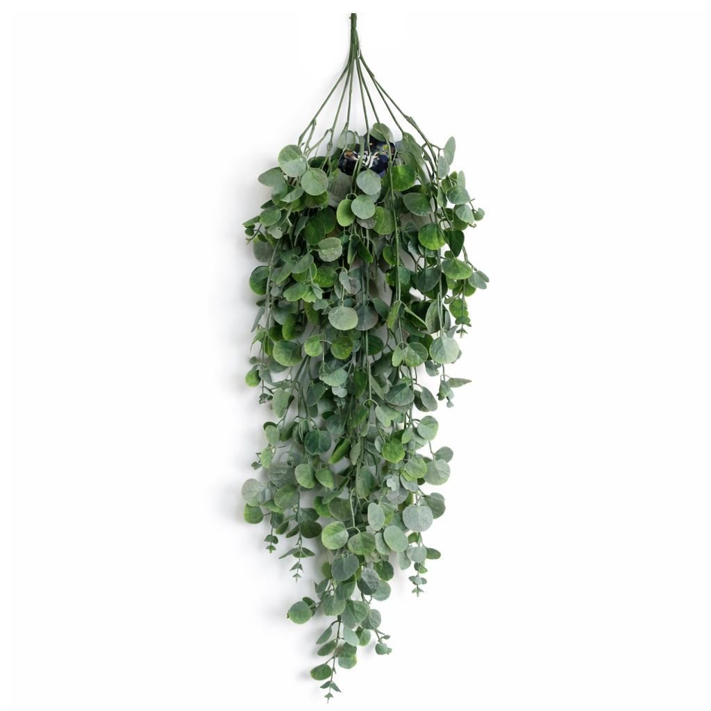 Pack of 6 x 75cm Artificial Trailing Round Botanik Hanging Foliage Plant - Soft Eucalyptus Green - Premium Quality
