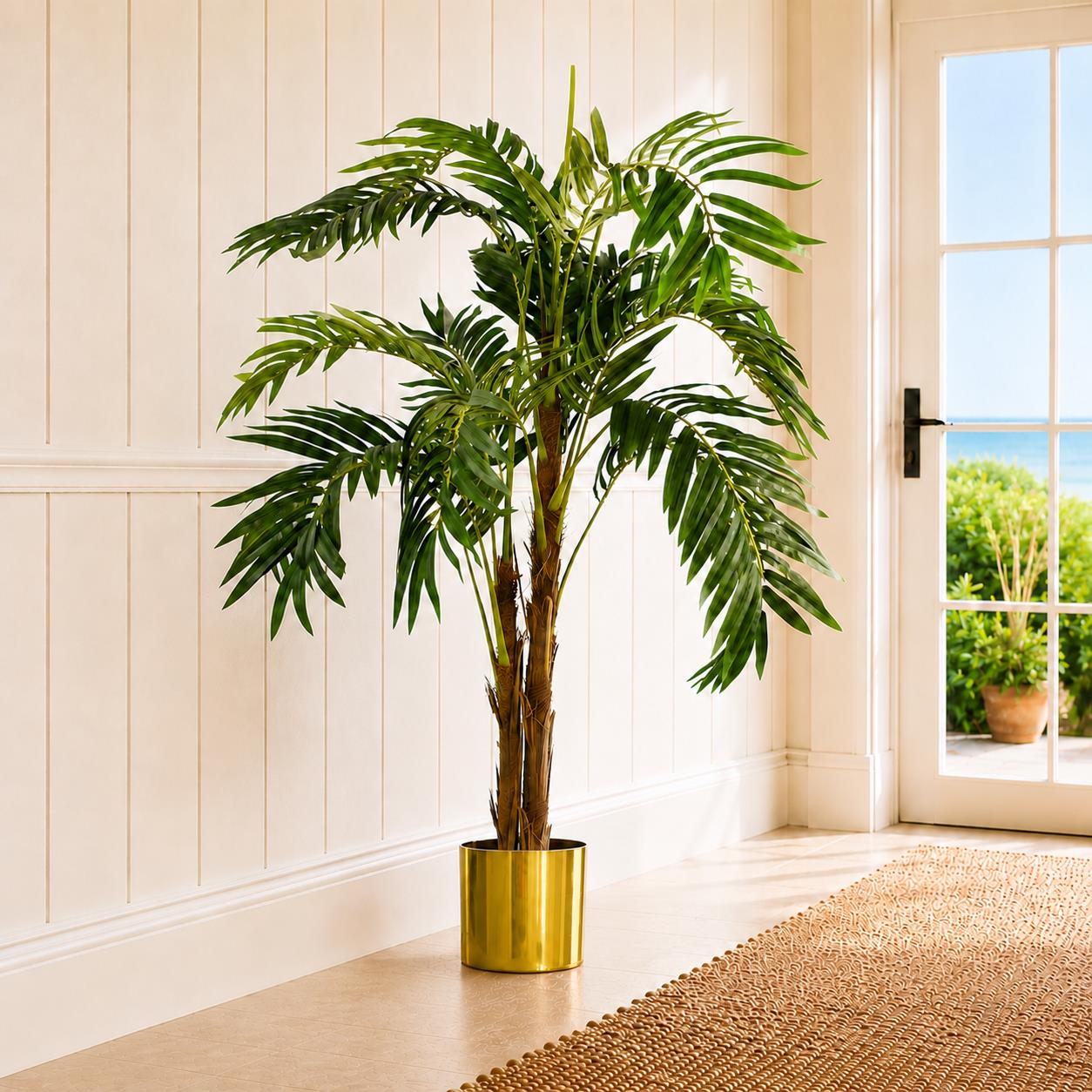 120cm Premium Artificial palm tree with pot with Gold Metal Planter
