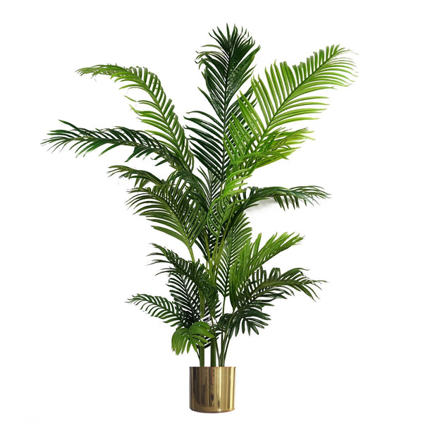 Artificial Palm Tree Extra Large - HUGE 180cm 6FT Gold Metal Planter