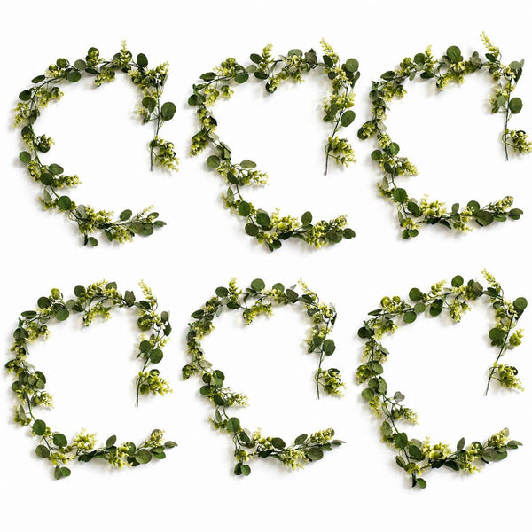 Pack of 6 x 160cm Artificial Eucalyptus Style Garland Trailing Hanging Plant Faux Greenery Vine