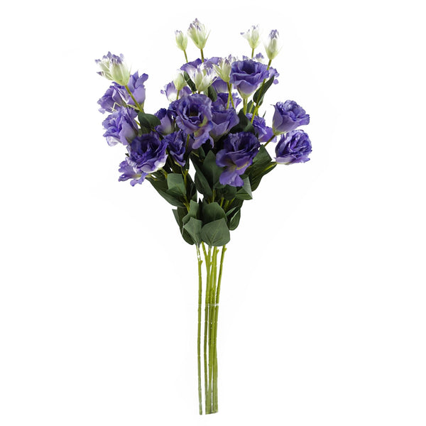 Pack of 6 x Artificial Flowers Purple Wild Rose Stem - 6 Flowers 80cm