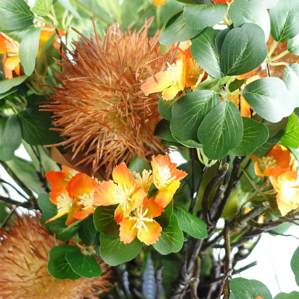 Pack of 6 x 60cm Flower Foliage Spray - Orange - Premium Quality