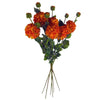 Pack of 6 x 75cm Artificial Dahlia PomPom Flower Stem Orange - Premium Quality