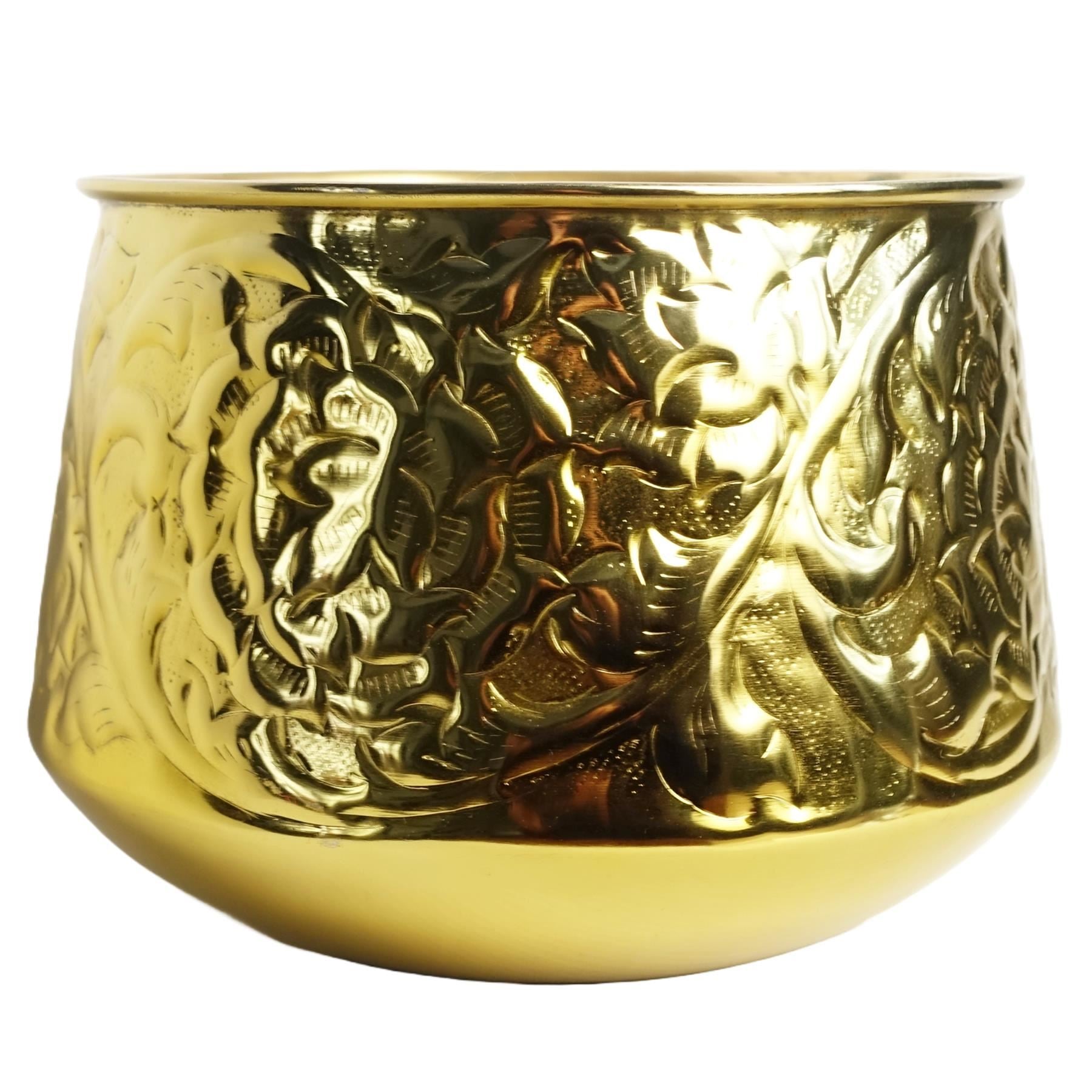 18cm Gold Swirl Metal Planter by Botanik - Premium Quality