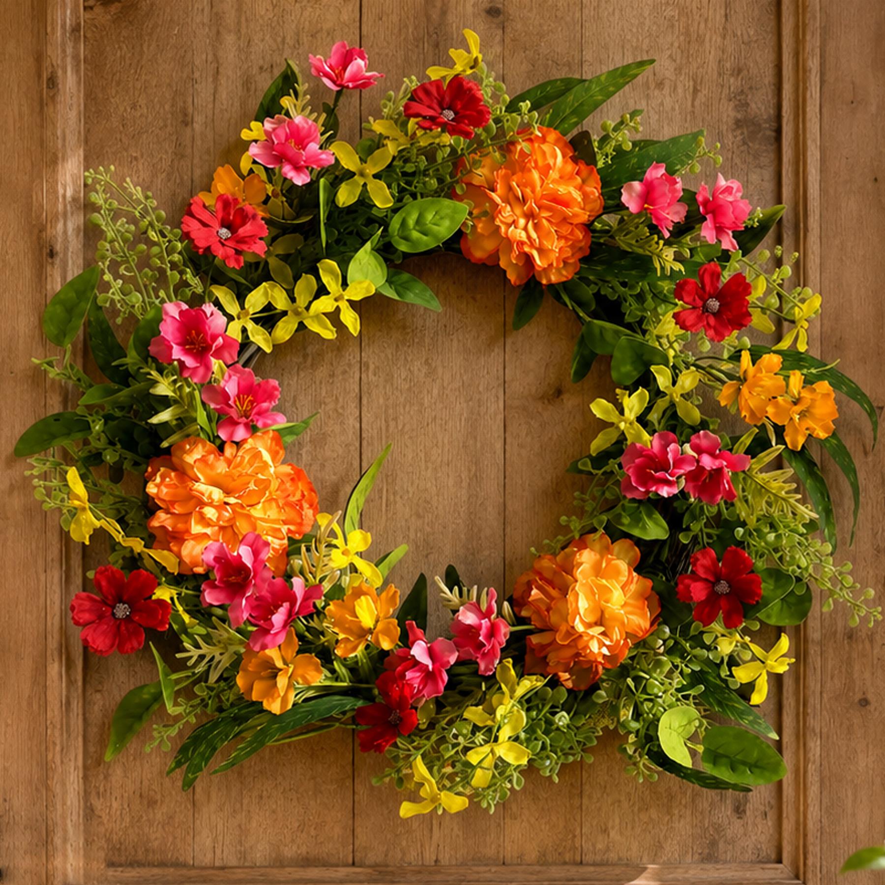 50cm Artificial Bright Spring Flower Wreath