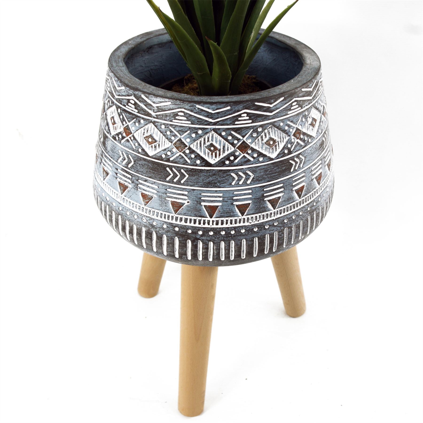 Large Blue Composite Planter with Stand