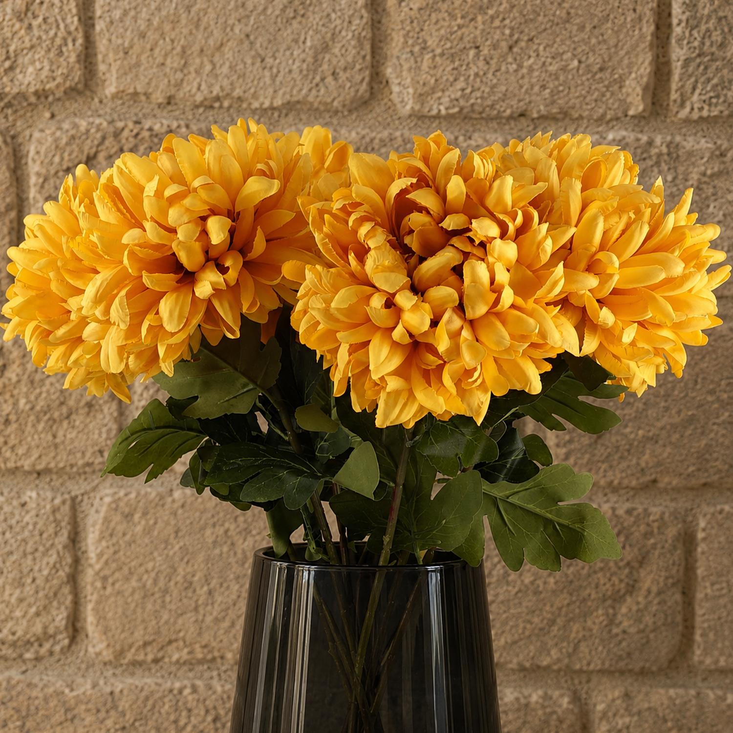 Pack of 6 x 75cm Extra Large Reflex Chrysanthemum - Gold - Premium Quality