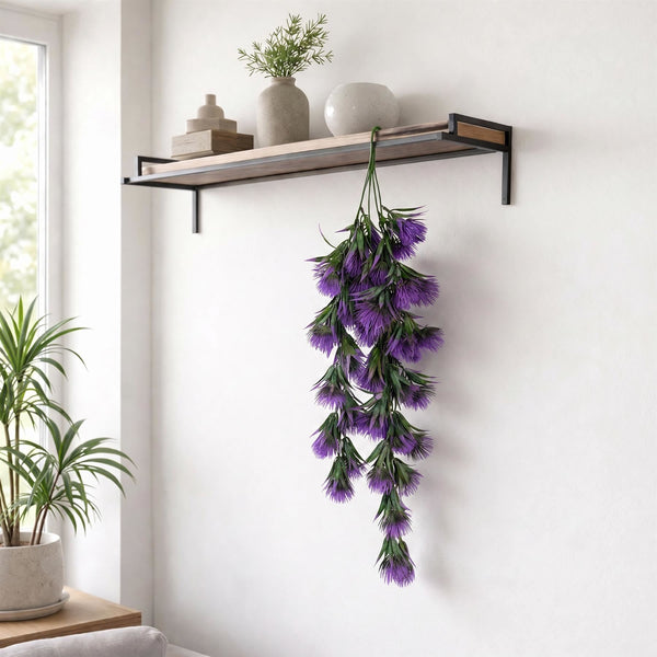 Pack of 6 x 75cm Artificial Purple Thistle Trailing Hanging Plant Faux Floral - Premium Quality