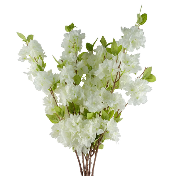 Pack of 6 x 100cm White Artificial Blossom Stem - Premium Quality